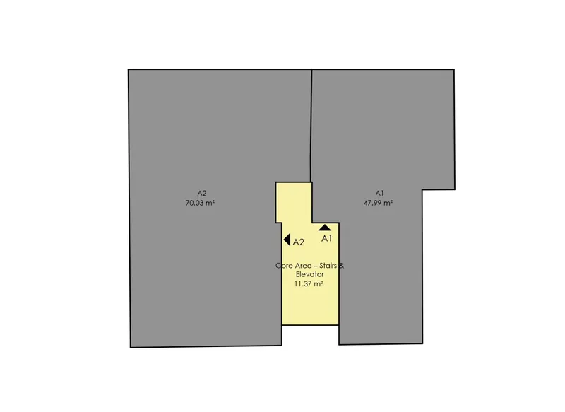 MVR 19概念设计二层面积索引:A1 47.99 m²,A2 70.03 m²